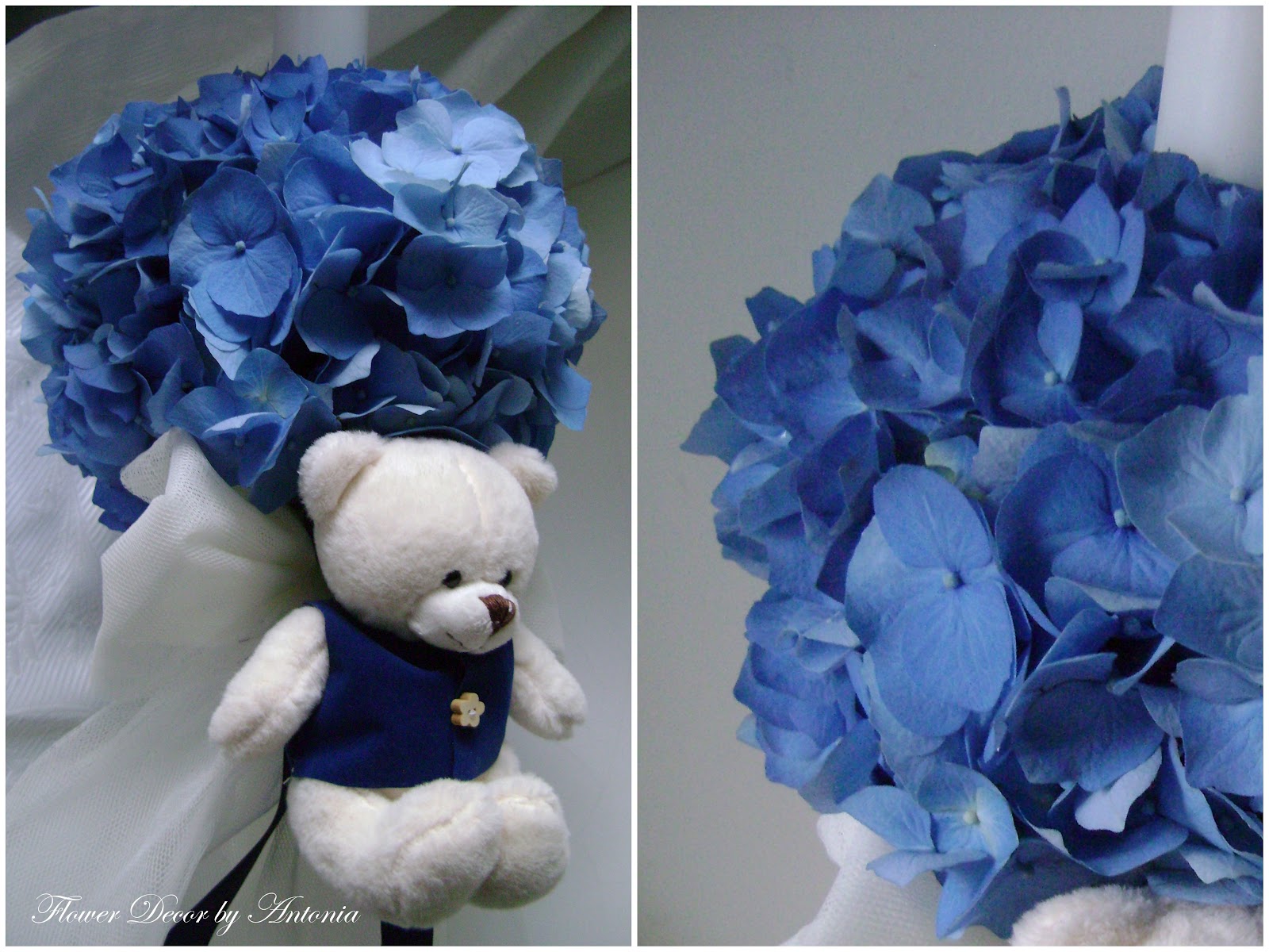 Flower Decor Mini Lumanare Botez Darius Alb Albastru
