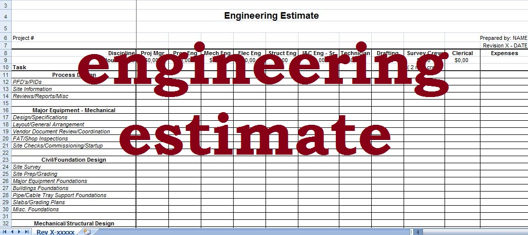 excel engineering templates