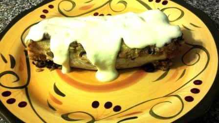 Chewly Awesome!: Chicken Burritos with Sour Cream Sauce