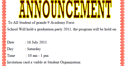 Contoh Announcement Singkat Padat Dan Jelas