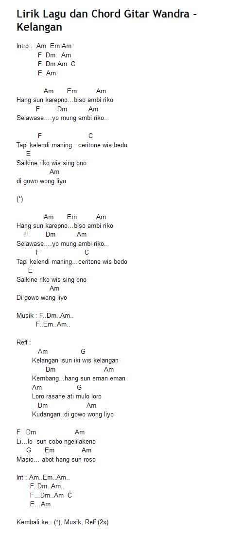 Chord Lagu Wegah Kelangan Info Dan Tips