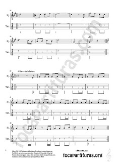 2  Tablatura y Partitura de Banjo Popurrí Mix 14 Chiquitito, El Cant dels Ocells, Al corro de la patata Tablature Sheet Music for Banjo Music Score Tabs