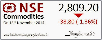 India Stock Market Nse Commodities Index Performance as on 13th November 2014