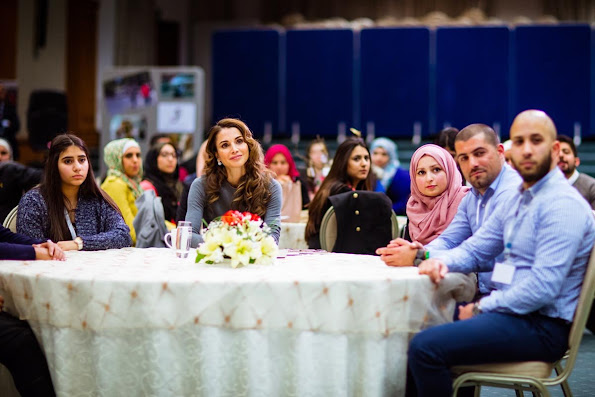 Queen Rania of Jordan attended the launch of the "6th Jordan Volunteers Forum" at the Royal Cultural Center