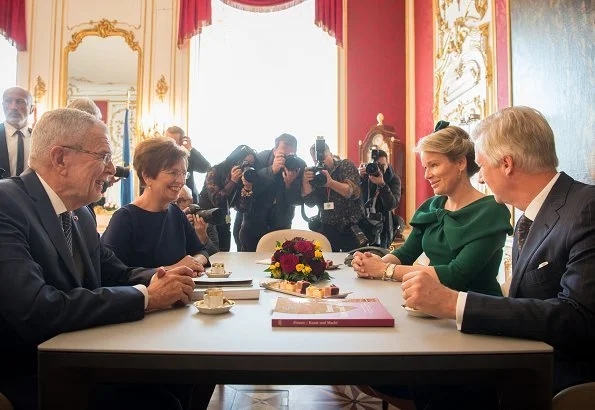 King Philippe and Queen Mathilde were welcomed by President Alexander Van der Bellen of Austria and his wife Doris Schmidauer