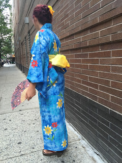 woman wearing summer Yukata Kimono from Kimono House NYC