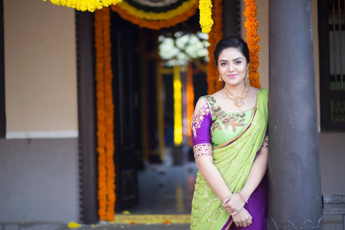 SreeMukhi in half saree stills