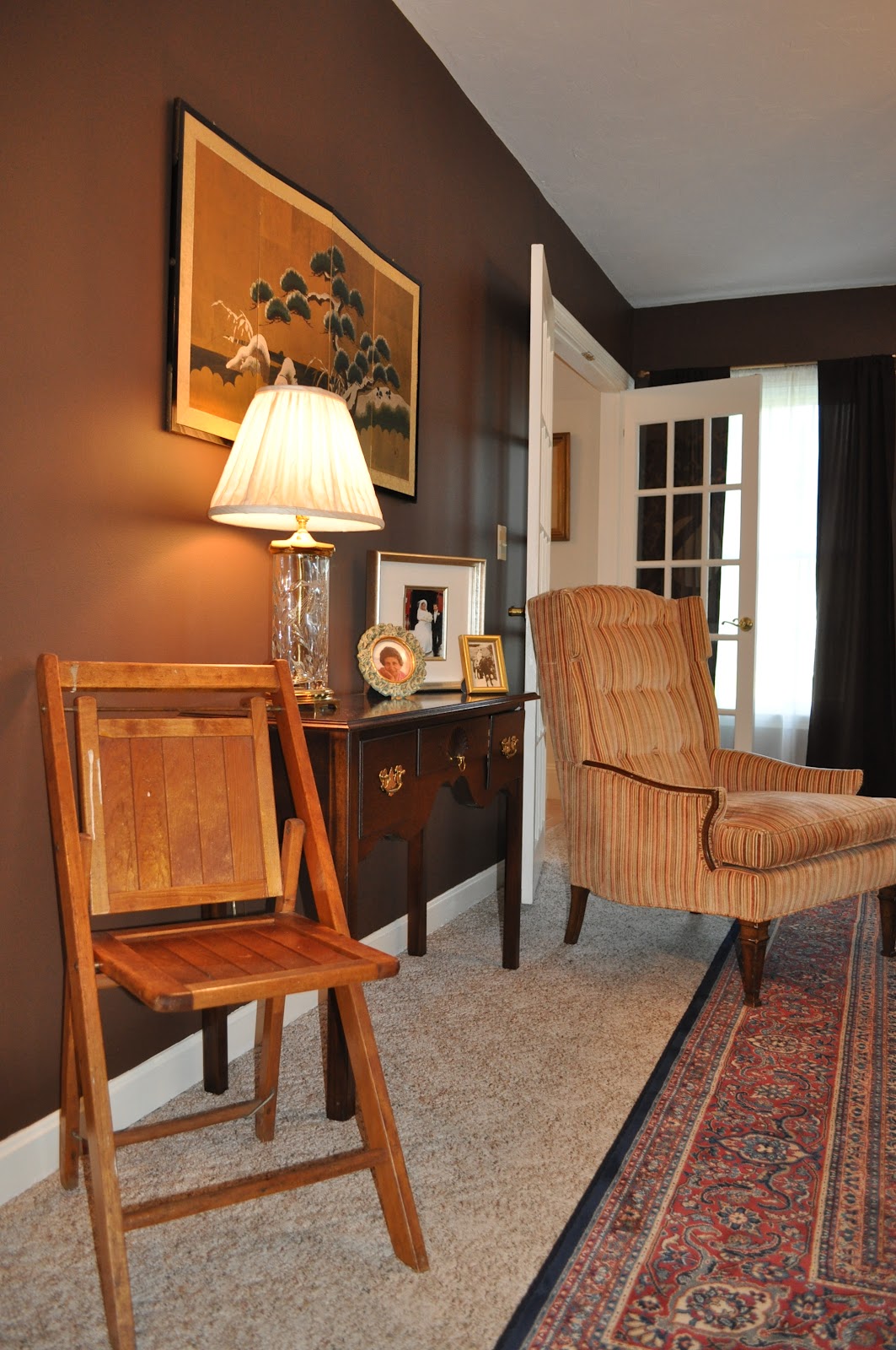 WEAFER DESIGN: Chocolate Brown Living Room with Gold