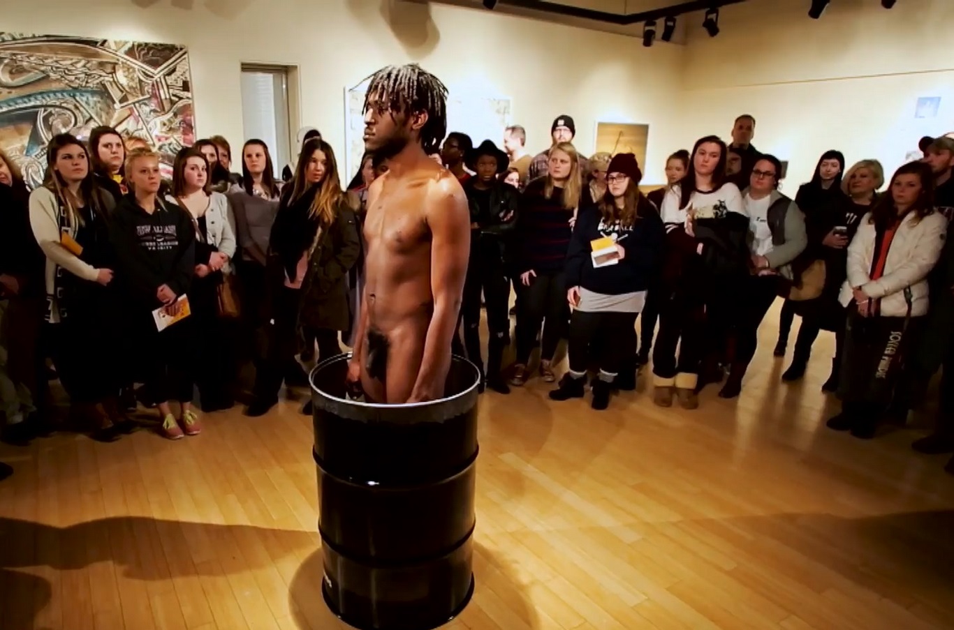 attend an art performance with a black guy 