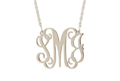 Monogrammed Filigree Necklace in Sterling Silver Medium 