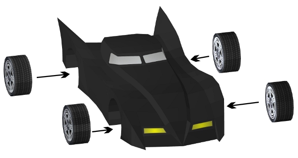 Step 14 in Batmobile paper model build instruction Step 14 in Batmobile paper model build instruction