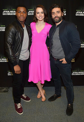 Daisy Ridley, Oscar Isaac and John Boyega at the Star Wars Celebration