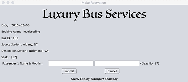 Bus Ticket Reservation System - Free Student Projects