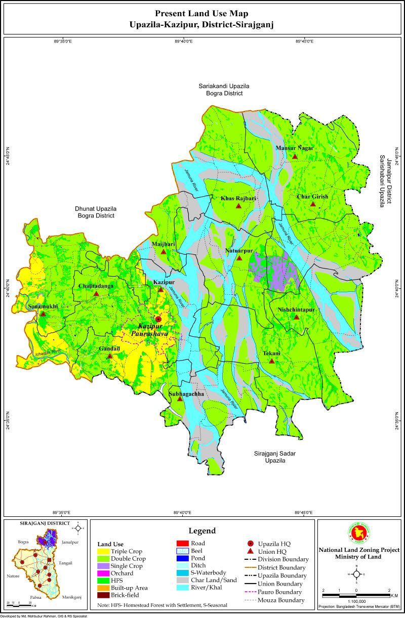 Kazipur Upazila Mouza Map Sirajganj District Bangladesh