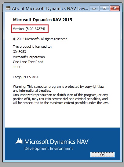 How to check Microsoft Dynamics NAV build : Development Environment ...