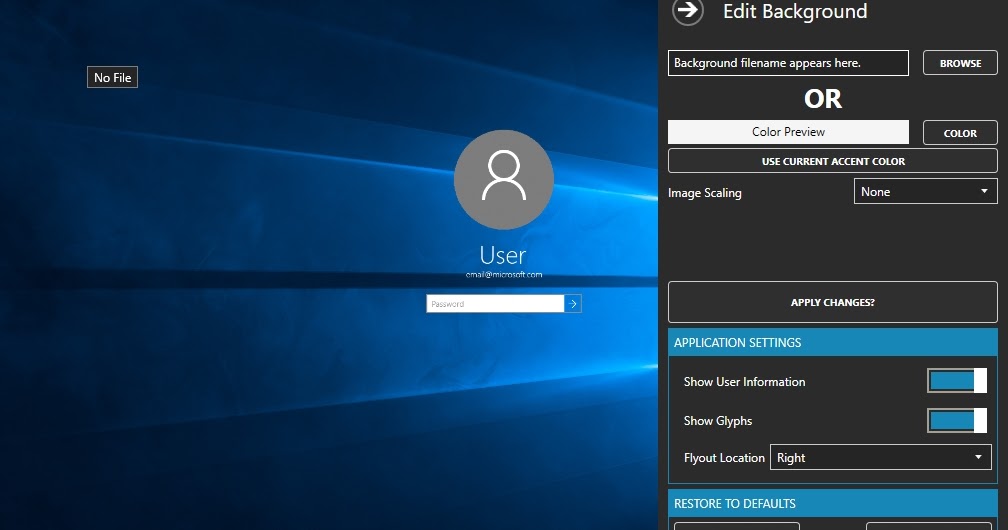 Tools Windows 10 background Logon Changer