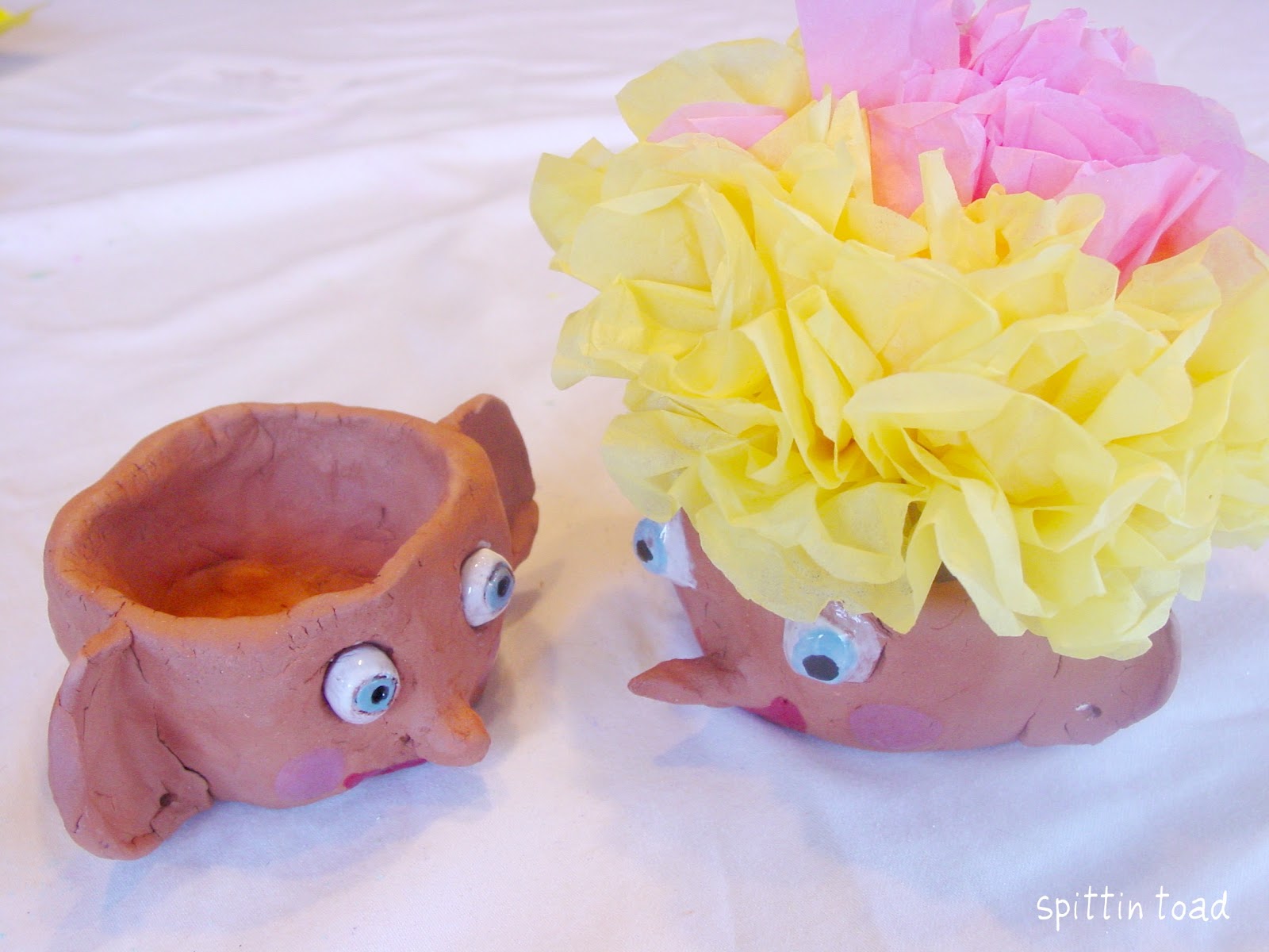 Spittin Toad Kids Art Clay Heads..(or pot heads as I like to call them)