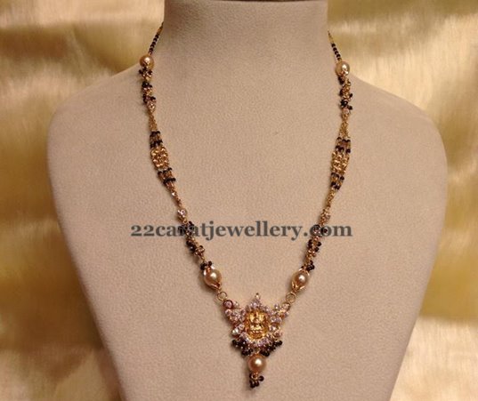 Black Beads with Lakshmi - Jewellery Designs