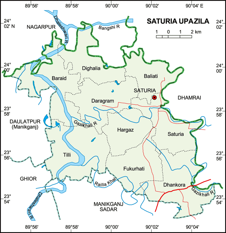 Saturia Upazila Map Manikganj District Bangladesh