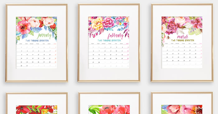 2017 Printable Watercolor Calendar | i should be mopping the floor