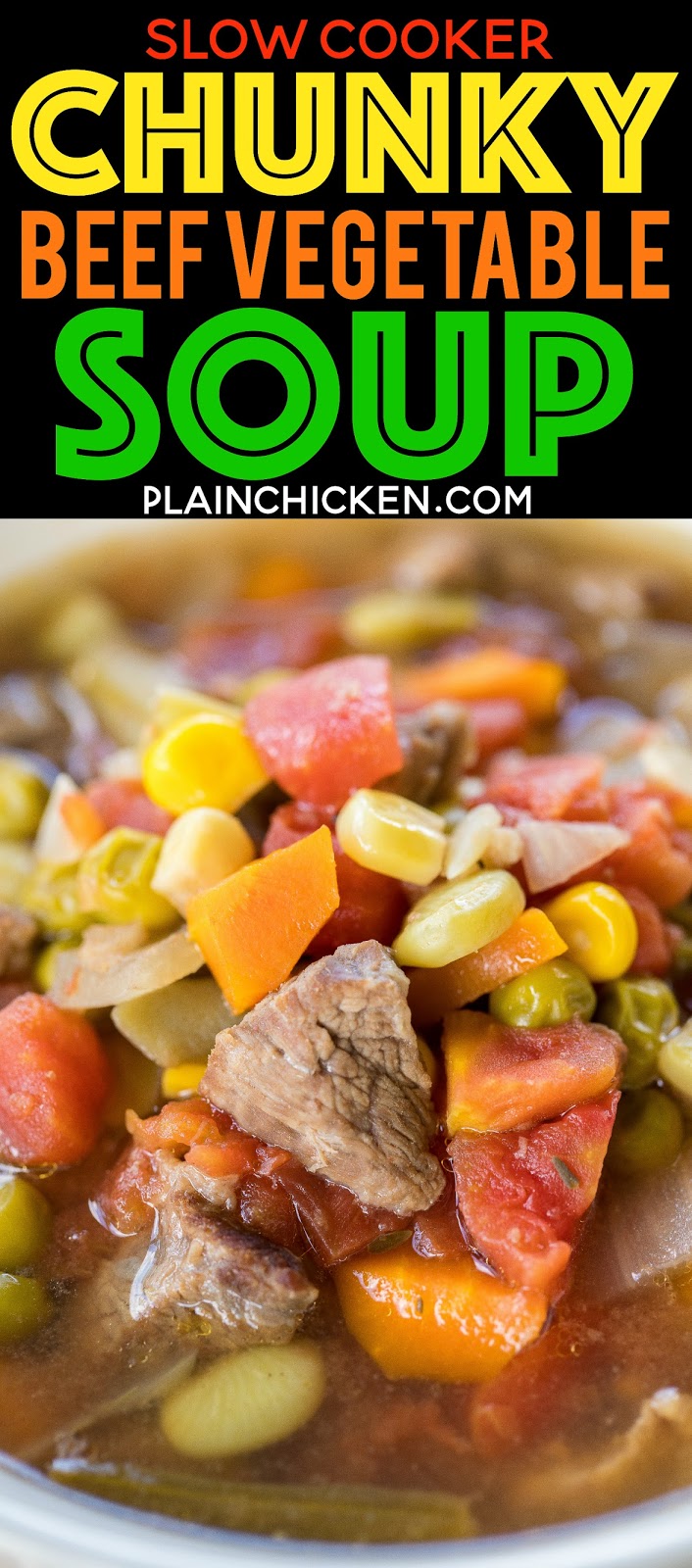 Slow Cooker Chunky Beef Vegetable Soup Plain Chicken