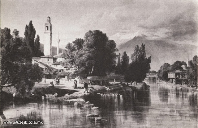 Edward Lear, Битола 1848 година во слика маслена техника изработена од претходен цртеж од истата локација