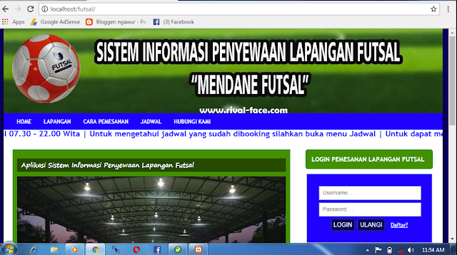 Source Code Aplikasi Penyewaan Lapangan Futsal berbasis PHP Native & Mysql 