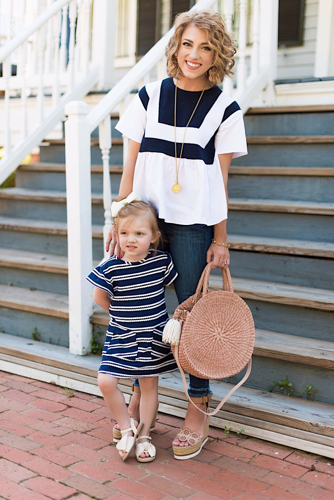 Mommy and me in navy and white - Something Delightful Blog