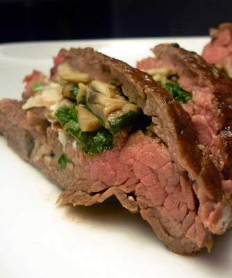 slow cooker mushroom-stuffed beef steak