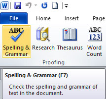 Image for Spell & Grammar Check in Word 2010