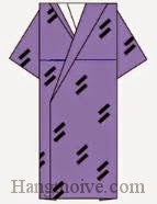 Bước 13: Vẽ hoa văn để hoàn thành cách xếp chiếc áo kimono bằng giấy. 