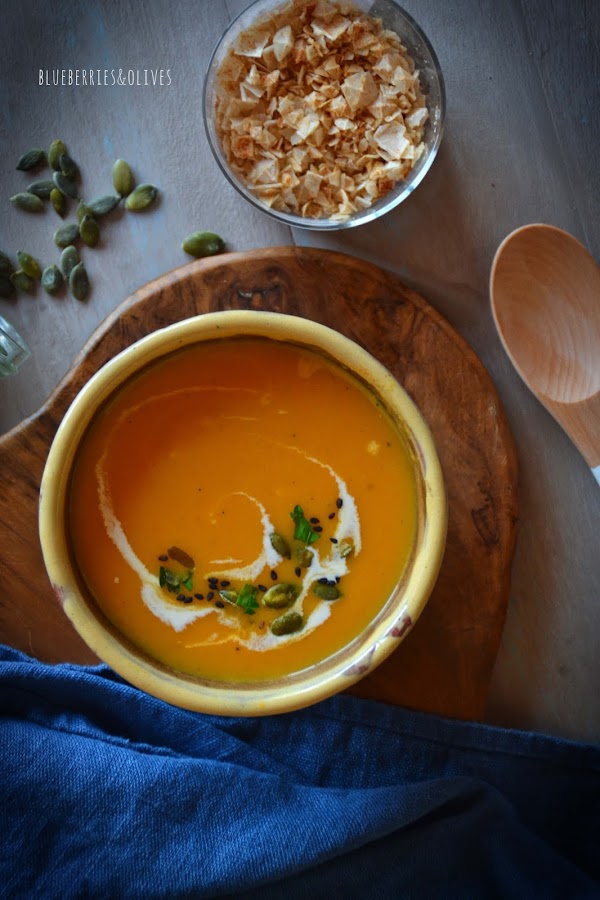 Crema de calabaza y zanahoria con leche de coco Cocina