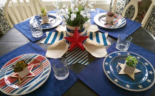 red white and blue table decor