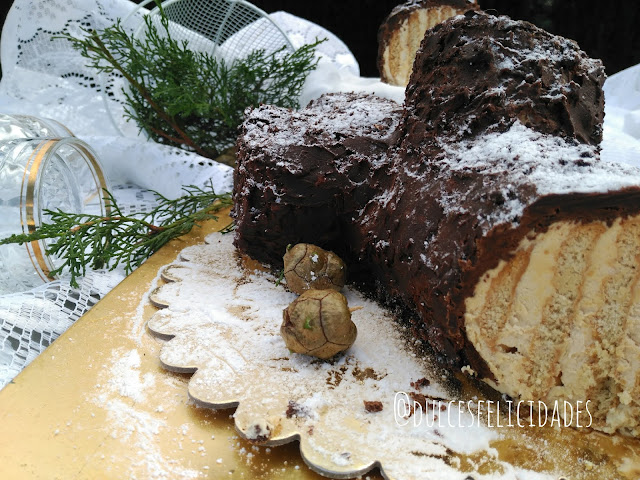 Tronco de Navidad de galletas y crema de Moka con chocolate #cocinasdelmundo