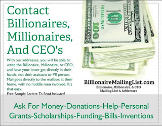 Contact Addresses - Billionaires HomeContact Addresses The Billionaire Mailing List July 2015
