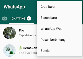 menu setelan whatsapp