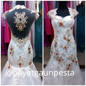 Gaun Pengantin Brokat Ivory Caramel