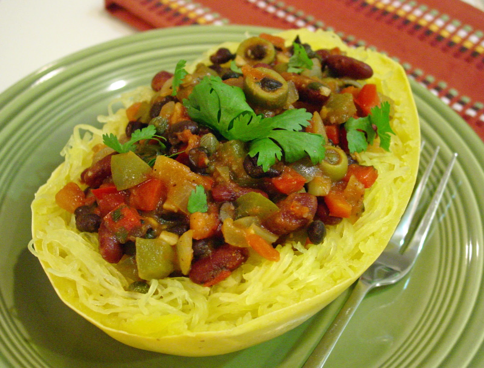 Soup Spice Everything Nice Spaghetti Squash with Sofrito and Beans
