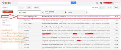 Email masuk dari DOT TK (email verifikasi) Verifikasi email Cara mendaftarkan dan mendapatkan nama domain gratis diDOT TK