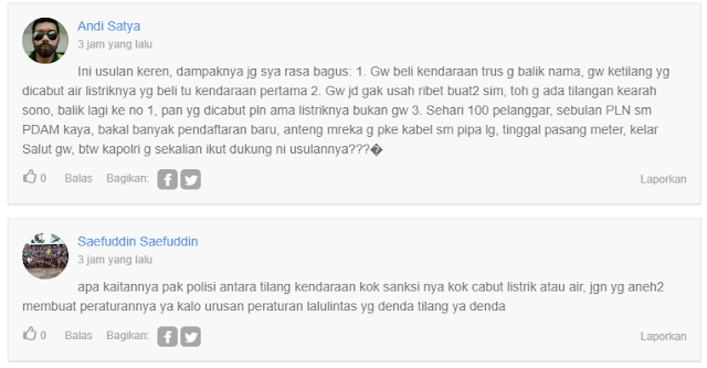 Komentar - Komentar Favorit, Gara-Gara Usul Denda Tilang Diganti Cabut Listrik dan Air