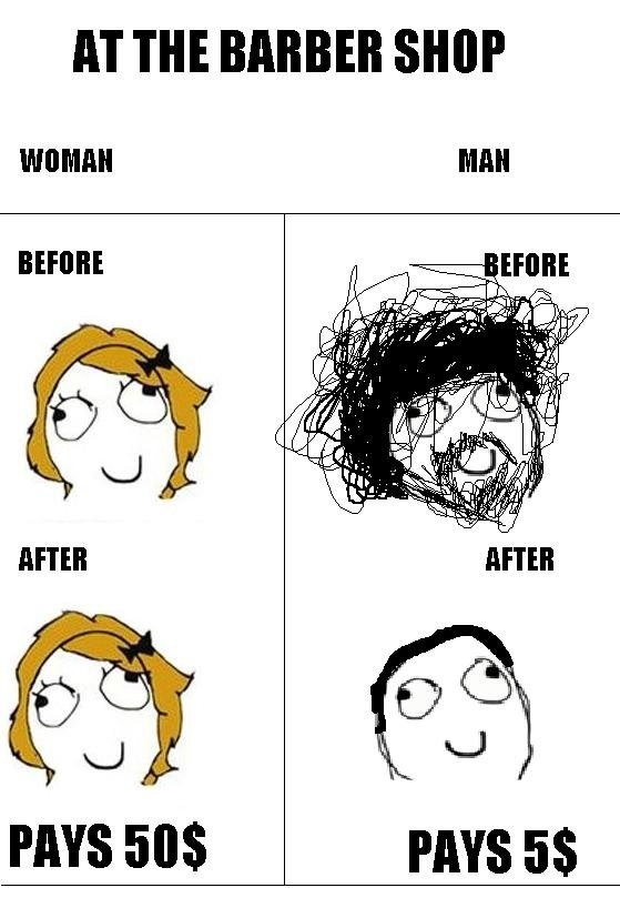 At The Barber Shop - Woman vs Man