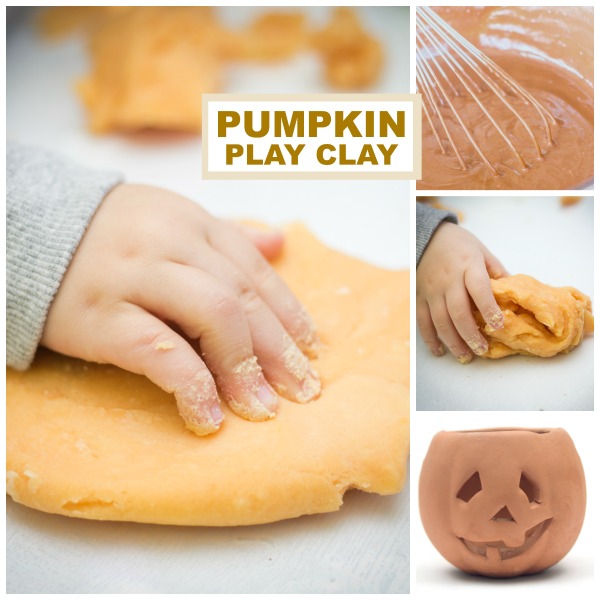 2 ingredient NO COOK pumpkin play clay for kids.  This dough is so delightfully squishy & FUN!  Perfect for Fall