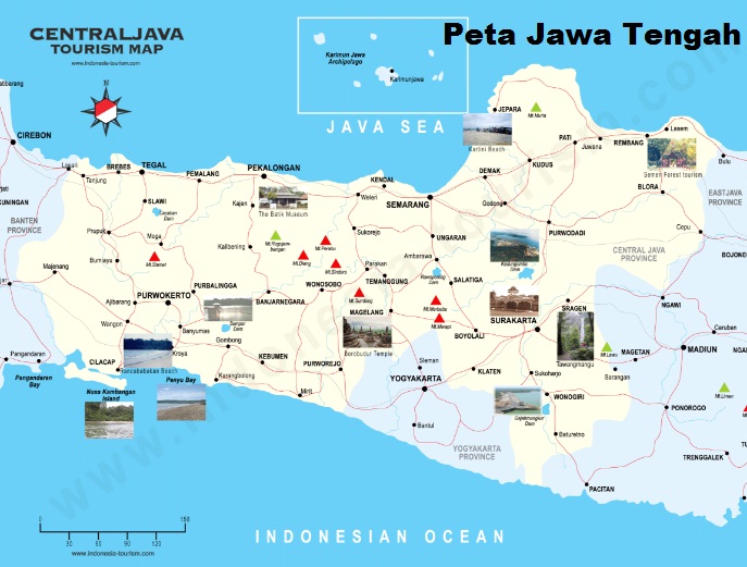 Peta Jawa Tengah Lengkap : 29 Kabupaten dan 6 Kota beserta Gambar