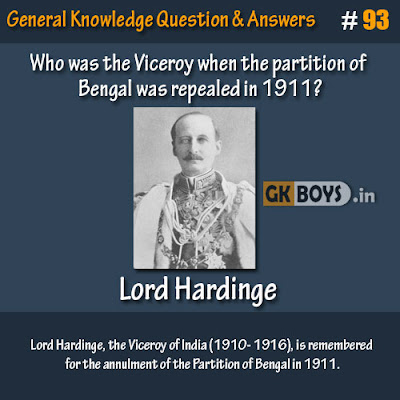 Who was the Viceroy when the partition of Bengal was repealed in 1911?