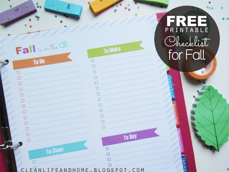 Clean Life and Home: FREEBIE: Fall Checklist - organize your autumn!