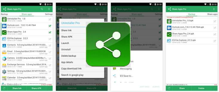 تطبيق مجاني لإرسال التطبيقات المثبتة بصيغة APK من أندرويد لأخر Share Apps 3.1 