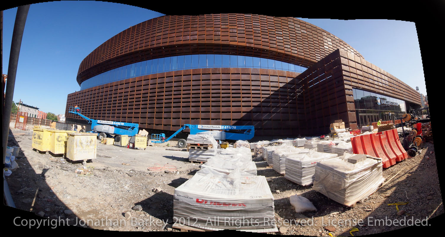 The Barclays Center exterior finished from one angle, not The Barclays Center exterior finished from one angle, not