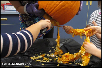 cleaning out the pumpkin