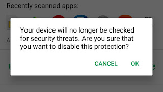 Confirm disabling play protect feature
