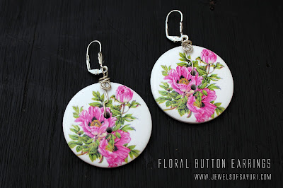 Floral button earrings